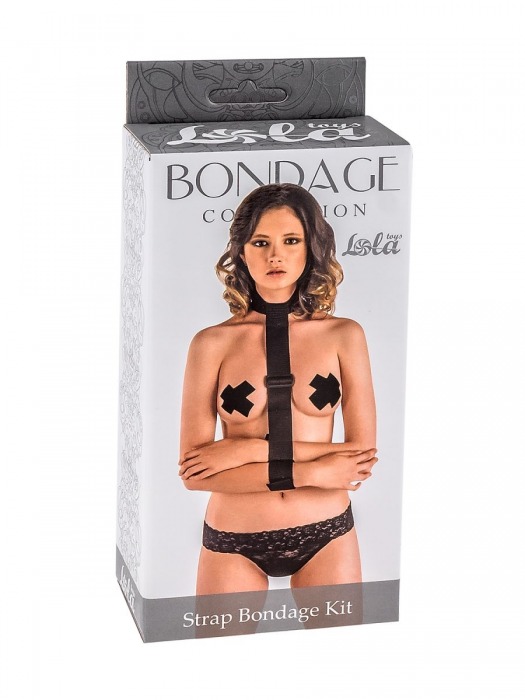 Ошейник с длинной лентой и наручниками Strap Bondage Kit One Size - Lola Games - купить с доставкой в Липецке