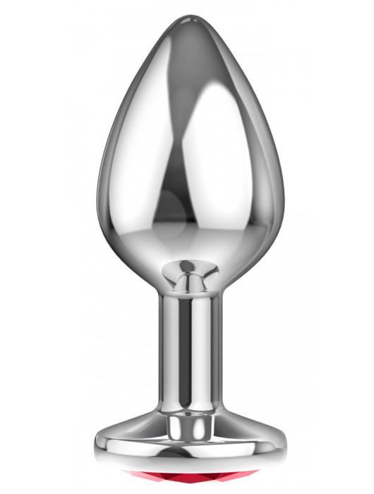Большая серебристая анальная пробка Diamond Red Sparkle Large с красным кристаллом - 8 см. - Lola Games - купить с доставкой в Липецке