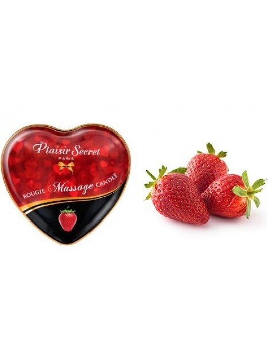 Массажная свеча с ароматом клубники Bougie Massage Candle - 35 мл. - Plaisir Secret - купить с доставкой в Липецке