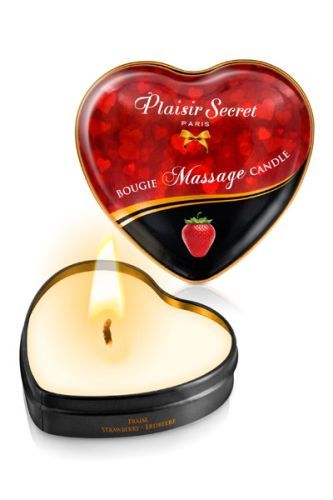 Массажная свеча с ароматом клубники Bougie Massage Candle - 35 мл. - Plaisir Secret - купить с доставкой в Липецке