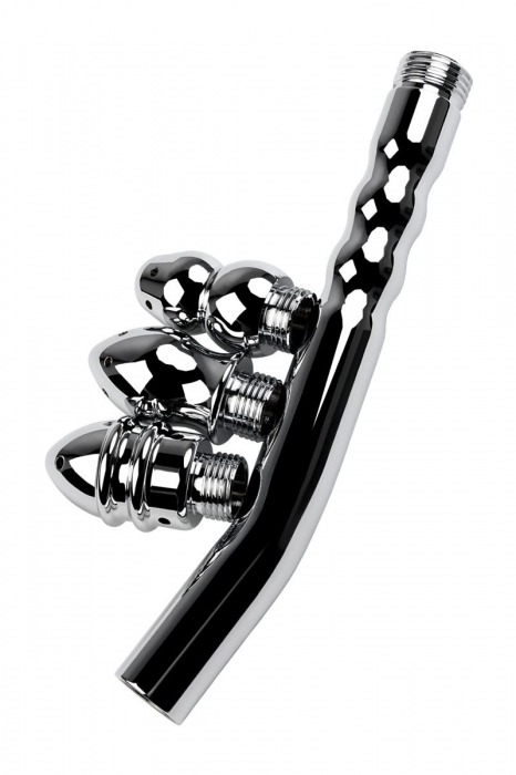 Металлический анальный душ с тремя насадками - ToyFa - купить с доставкой в Липецке