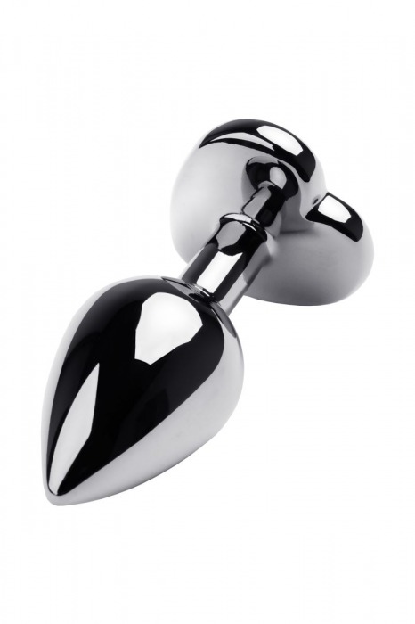 Серебристая анальная пробка с прозрачным кристаллом-сердцем - 8 см. - ToyFa - купить с доставкой в Липецке