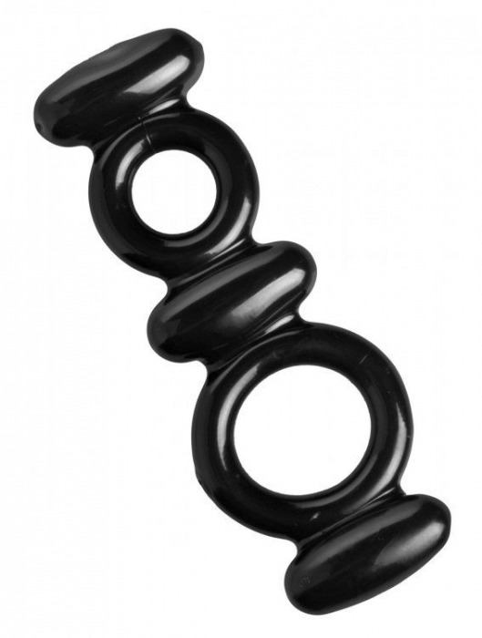 Двойное эрекционное кольцо Dual Stretch To Fit Cock and Ball Ring - XR Brands - в Липецке купить с доставкой