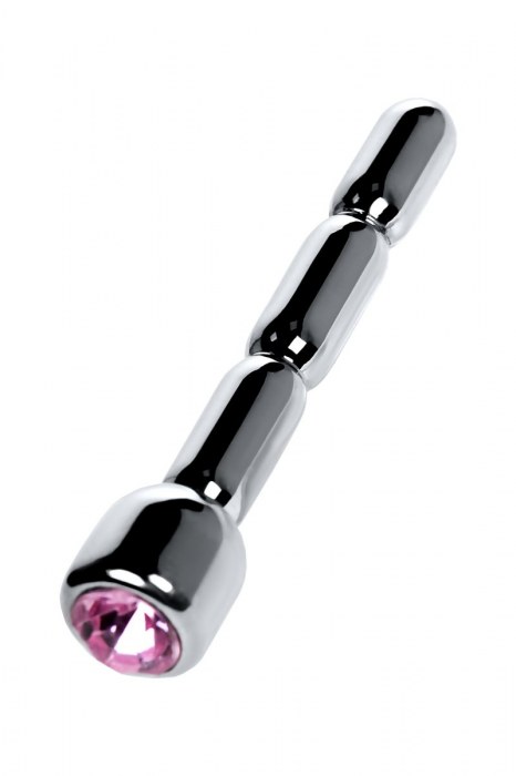 Серебристый уретральный плаг со стразом - 7 см. - ToyFa - купить с доставкой в Липецке