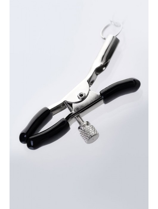 Серебристо-чёрные зажимы для сосков с кольцом для пениса TOYFA Metal - ToyFa - купить с доставкой в Липецке